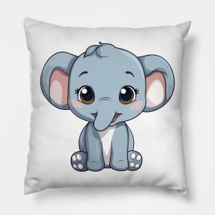 happy elephant cartoon Pillow