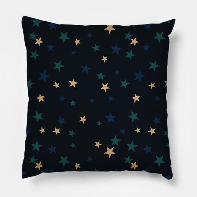 Sparking Stars - Art Deco - Minimalist Colorful Holidays Pillow by GenAumonier