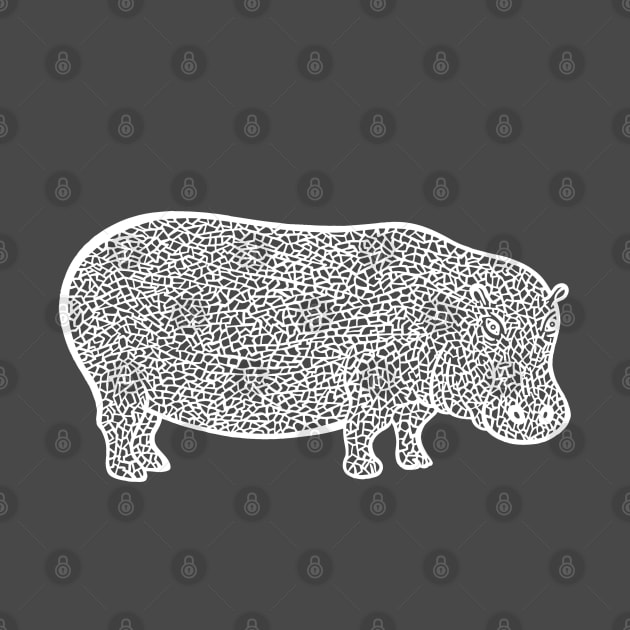 Hippo Ink Art - detailed African animal design by Green Paladin