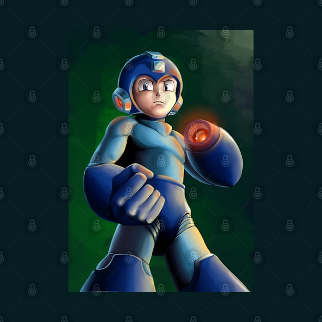 Mega Man Painted T-Shirt by andrewvado