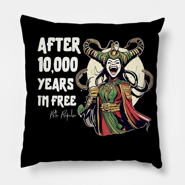 After 10,000 years I'm Free, Rita Repulsa Pillow by Teessential