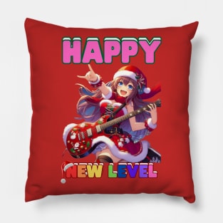 Kawaii, Anime Girl, Christmas, Happy New Level | Catsie Cat Pillow