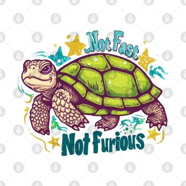 Not fast, Not Furious, turtle, watercolor, gift ideas by Pattyld