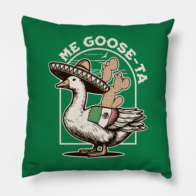 Me Goose Ta - Me Gusta Mexican Funny Spanish Goose Pun Pillow by OrangeMonkeyArt