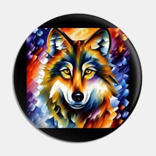 Neo-Impressionistic Wolf Face Pin