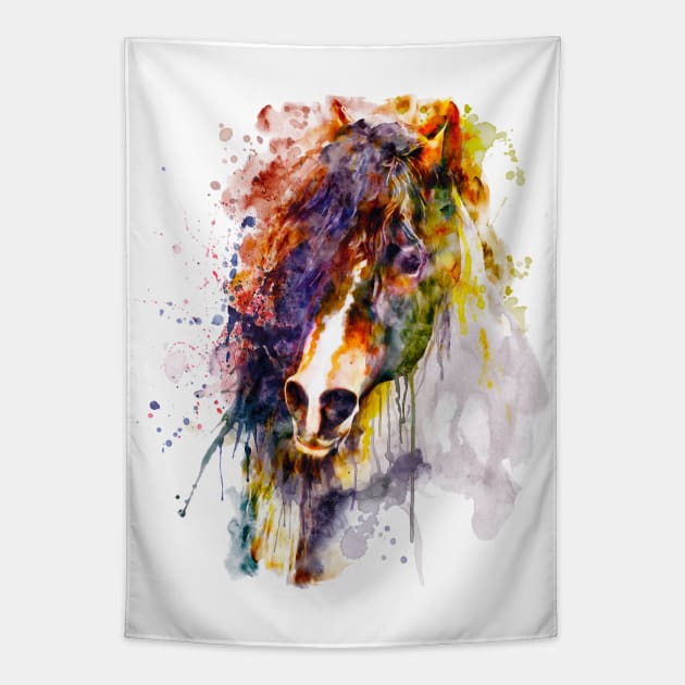 Abstract Horse Head Tapestry by Marian Voicu