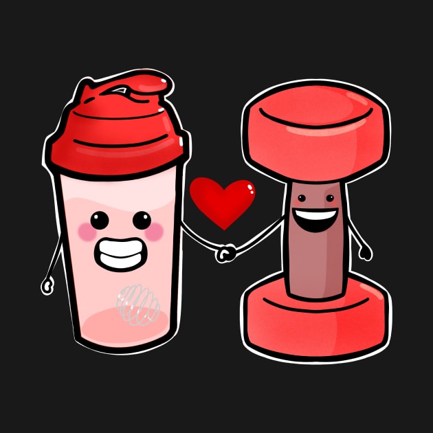 Cute Protein Shaker And weights Valentines Day by SusanaDesigns