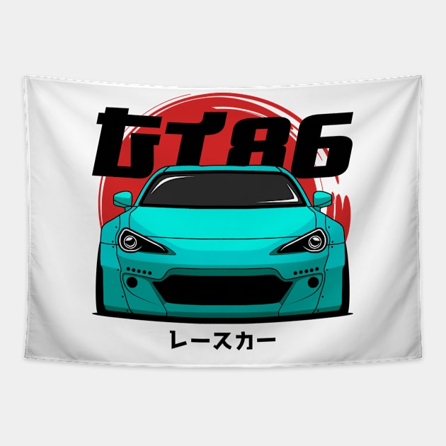 Cyan GT 86 Front Tapestry by GoldenTuners