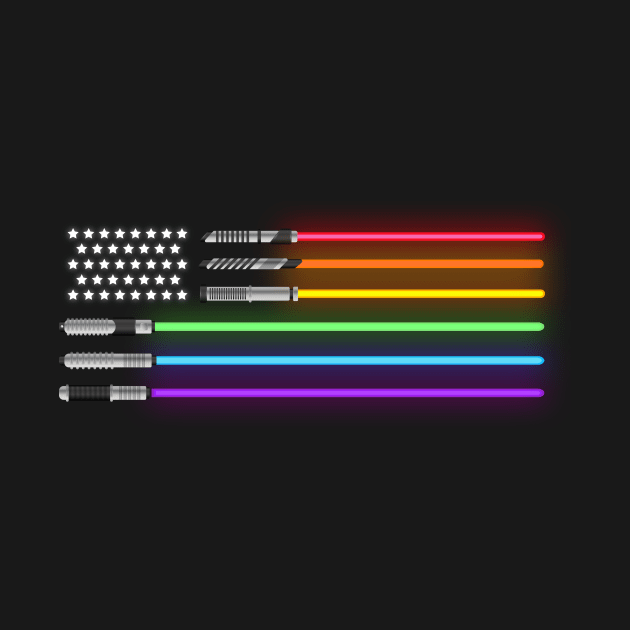 LGBT Lights Swords American Flag Gift by Lones Eiless