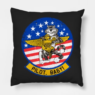 F-14 Tomcat - Pilot, Baby! Grunge Style Pillow