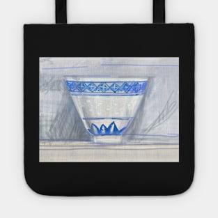 Blue and white cup Tote