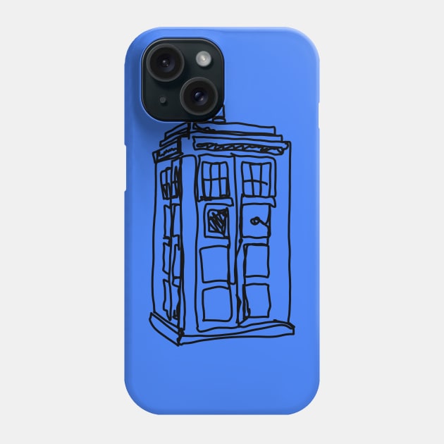 Bad Line Art Tardis Phone Case by CatsandBats