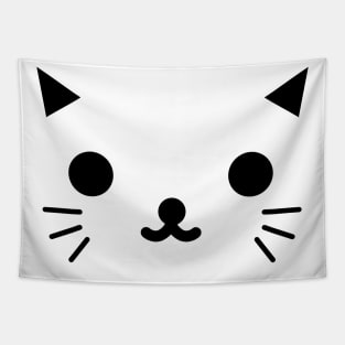 Kawaii Cute Minimalist Kitty Face Tapestry