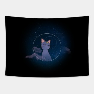 Art, cat, darkness, dark, moon, roses, cats, notes sky, stars, touch, gift, love, romantic, aesthetic, anime, kitty, cute, manga vintage, retro, music, gift, clouds, flowers Tapestry