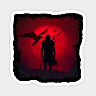 Raven Man Diablo BRZRKR a Witcher on Red Moon Magnet