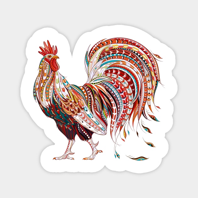 Patterned fiery rooster Magnet by AnimalsFashion