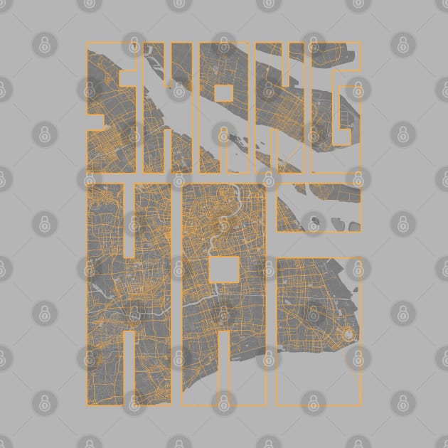 Shanghai, China City Map Typography - Bauhaus by deMAP Studio