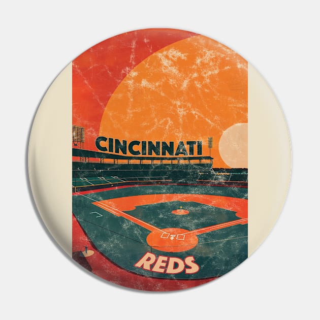 Midcentury Cincinnati Reds Stadium Pin by Rad Love