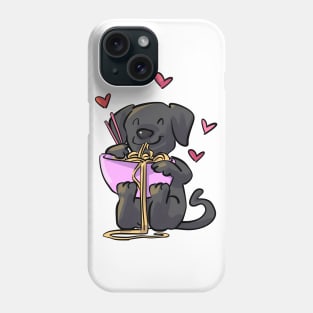 Lab Black Puppy Dog Eating Noodles Phone Case