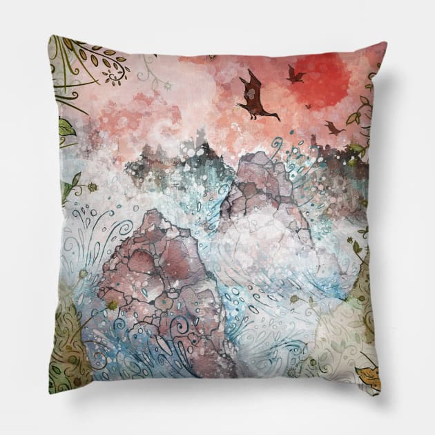 West Coast Waters Pillow by TaylorRoseMakesArt