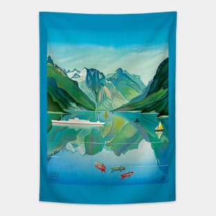 Vintage Travel Artwork - Norway Tapestry