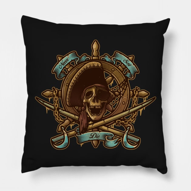 Never Say Die Pillow by LetterQ