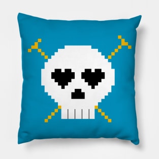 Pixel Skull and Knitting Needles Pillow