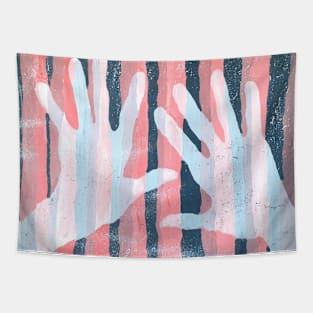 Abstract stripes, Hands Tapestry