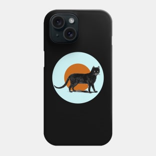 Halloween Black Cat, Signs and Symbols - Pale Blue and Cinnamon Phone Case