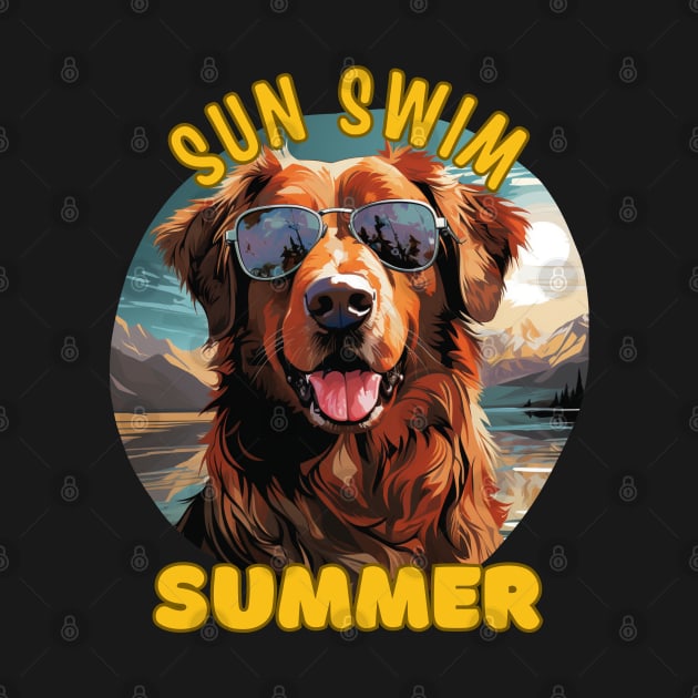 The Golden Retriever Dog's Vacation. Sun Swim Summer. by Cute Dogs AI