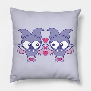 Couple of cute bats madly falling in love Pillow