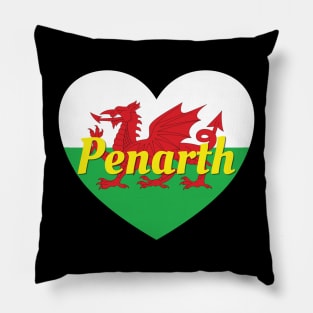 Penarth Wales UK Wales Flag Heart Pillow