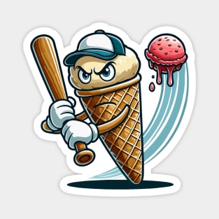 Funny Baseball Ice Cream Cone Magnet