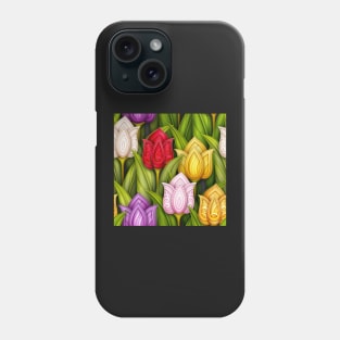 Colored Nature Inspired Pattern with Floral Motifs Phone Case