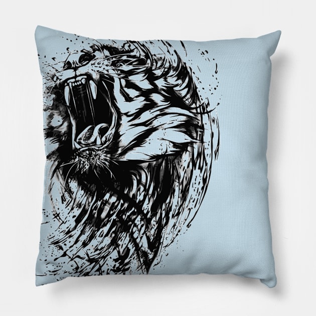 Abstract Wild Cat Tiger Design Pillow by mpdesign