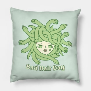 Sad Medusa Snakes Hair Bad Hair Day Funny Pillow