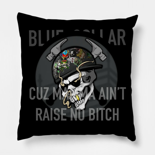 Blue Collar G Pillow by Magdrop