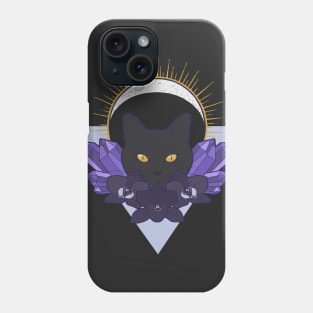 Moon Kitty with Crystals and Orchids Phone Case