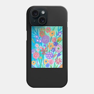 Bright Blue Expressive Florals Phone Case