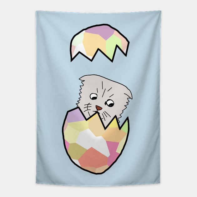 Not a Cat Popping Out of Funny Animals Easter Egg Tapestry by ellenhenryart