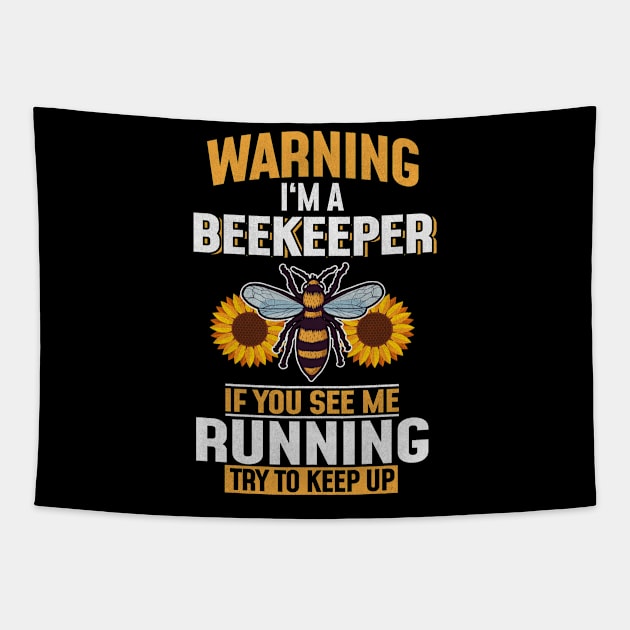 Warning I'm A Beekeeper Tapestry by funkyteesfunny