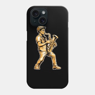 Saxophon-Serenade auf der Baustelle: Golden Harmony Phone Case