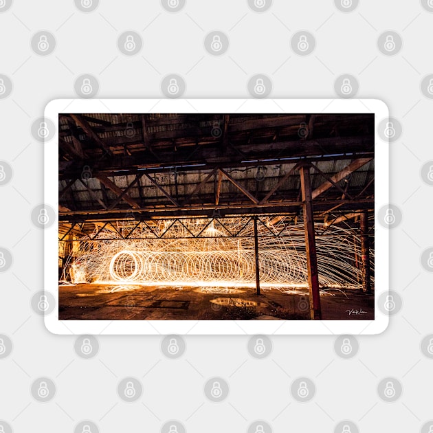 Steel Wool Spinning at an abandoned warehouse in Yarraville Magnet by VickiWalsh