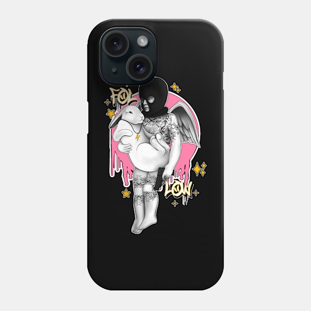 Follow white rabbit punk angel Phone Case by Meakm