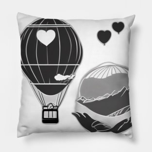 Dreamy Nighttime Hot Air Balloon and Whale Adventure No. 648 Pillow