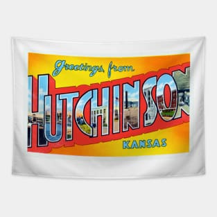 Greetings from Hutchinson, Kansas - Vintage Large Letter Postcard Tapestry