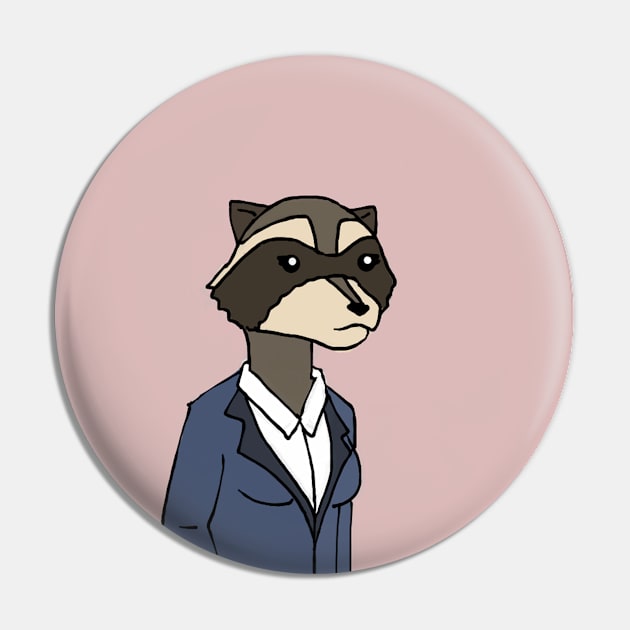 Office Raccoon Pin by PruneyToons