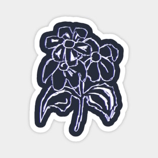 FLOWERS HANDSKETCH BLUE LAZER Magnet