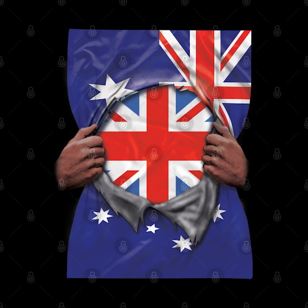 United Kingdom Flag Australian Flag Ripped - Gift for English Scottish Welsh Or Irish From United Kingdom by Country Flags