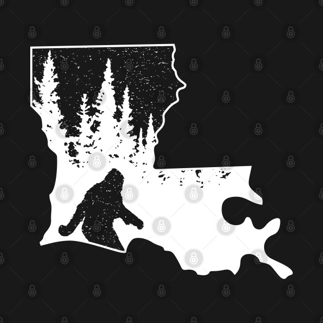 Disover Bigfoot Louisiana State Map Gifts - Louisiana State - T-Shirt